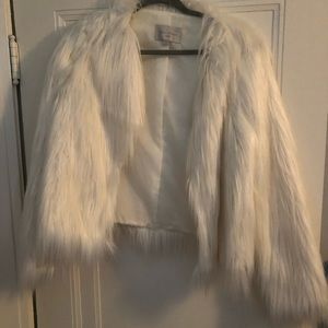 White faux fur jacket